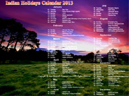 Indian Holidays Calendar 2013